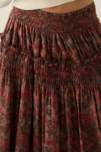 Scented Breeze Floral Chiffon Smocked Maxi Skirt - ShopPromesa