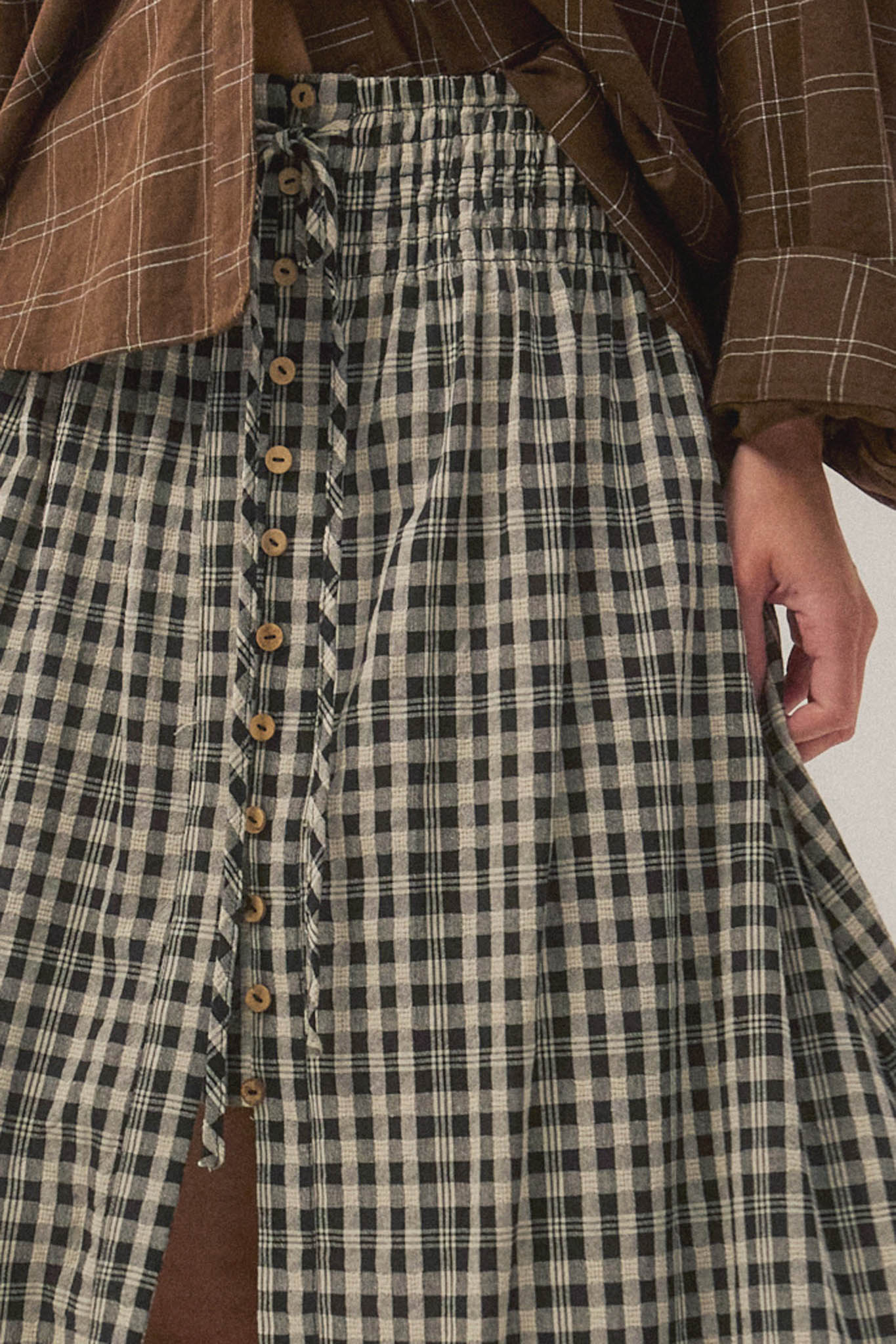 Play It Again Plaid Buttoned Drawstring Maxi Skirt - ShopPromesa