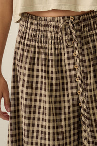 Play It Again Plaid Buttoned Drawstring Maxi Skirt - ShopPromesa