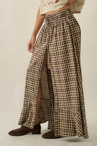 Play It Again Plaid Buttoned Drawstring Maxi Skirt - ShopPromesa