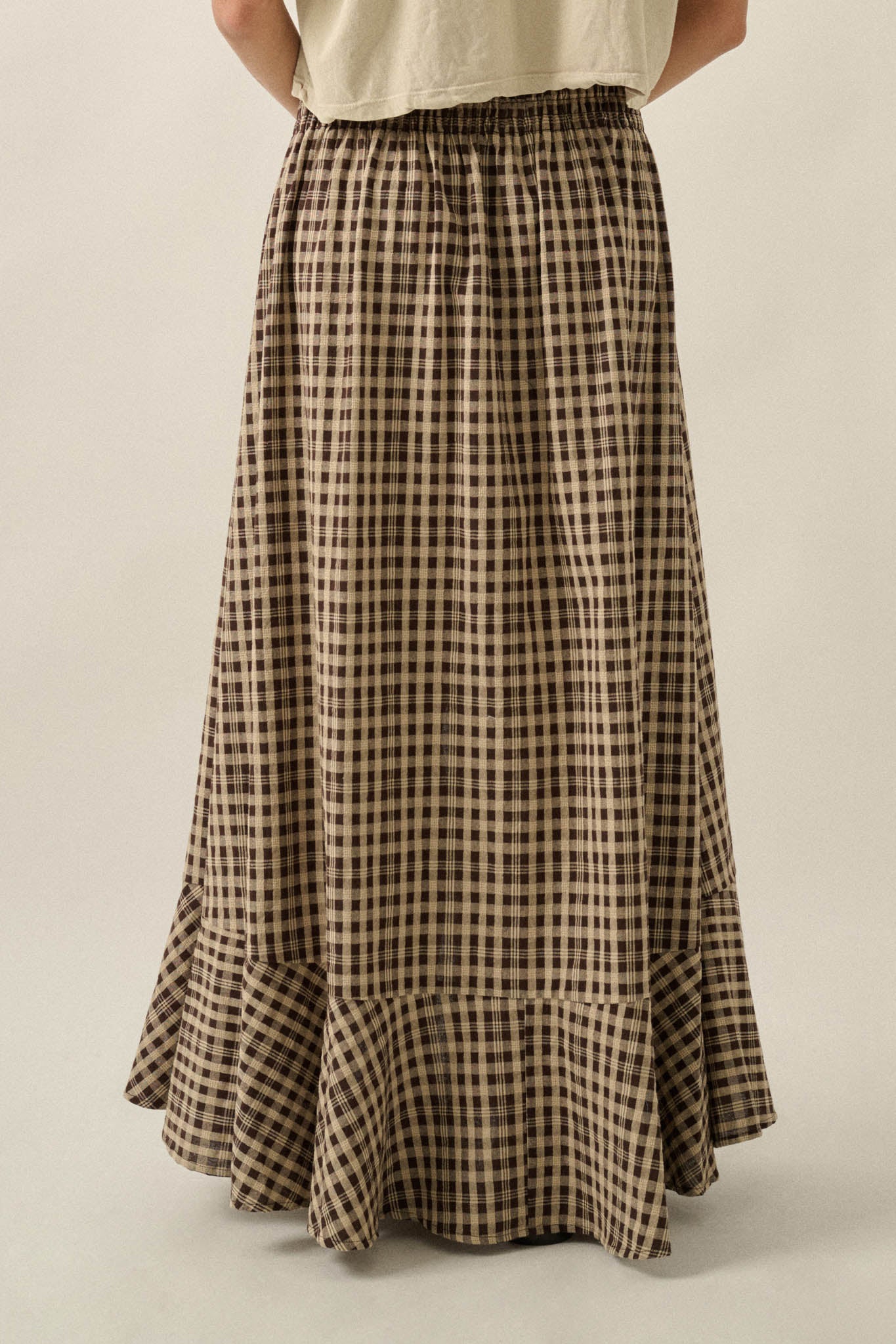 Play It Again Plaid Buttoned Drawstring Maxi Skirt - ShopPromesa