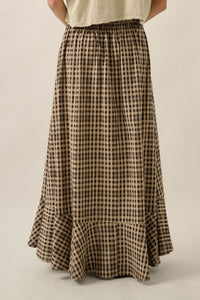 Play It Again Plaid Buttoned Drawstring Maxi Skirt - ShopPromesa