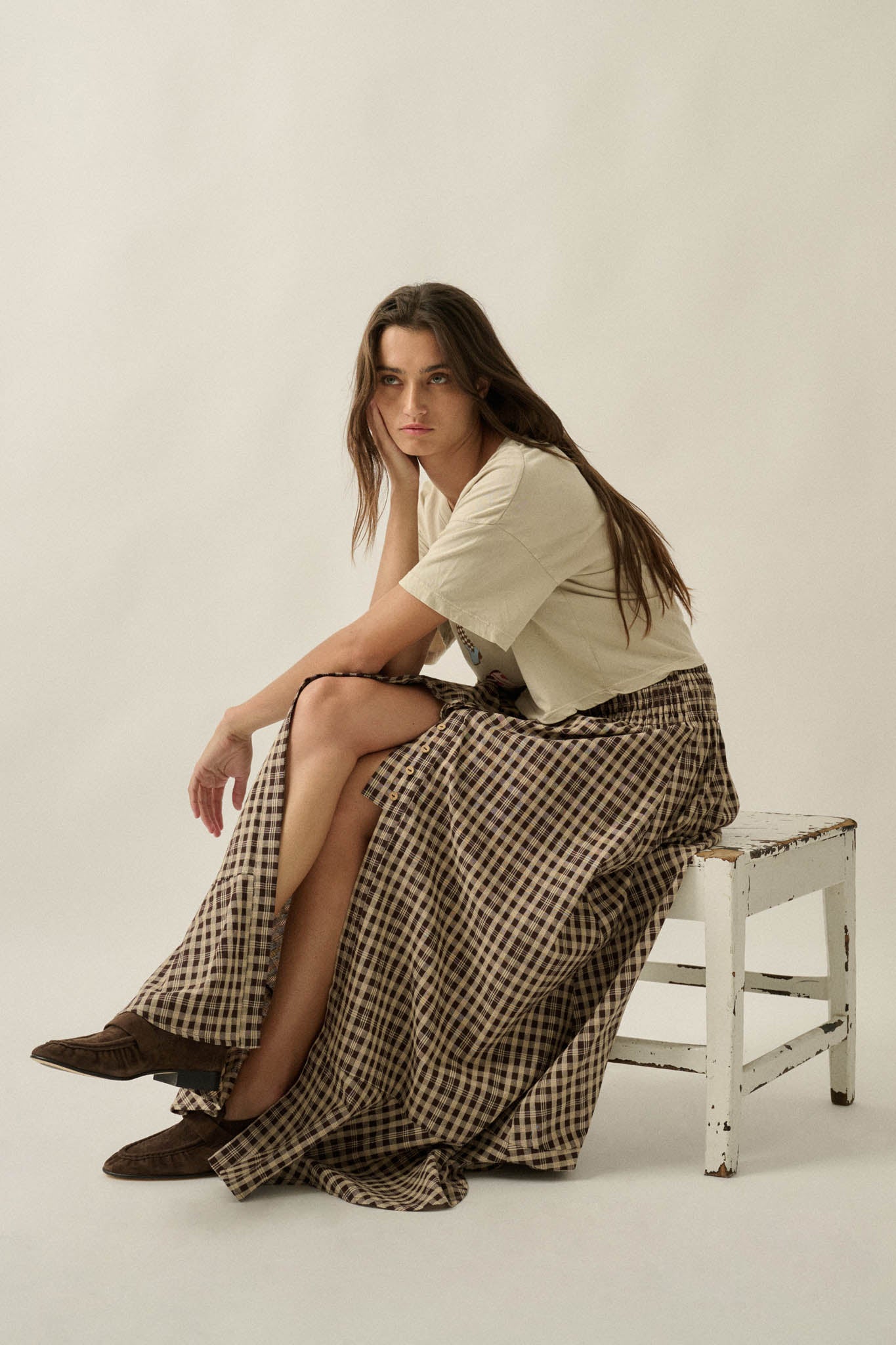 Play It Again Plaid Buttoned Drawstring Maxi Skirt - ShopPromesa