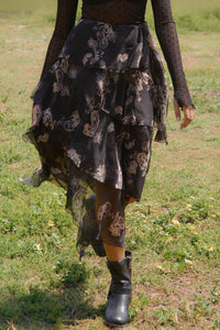 Fancy That Paisley Chiffon Asymmetric Tiered Maxi Skirt - ShopPromesa
