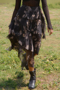 Fancy That Paisley Chiffon Asymmetric Tiered Maxi Skirt - ShopPromesa