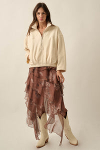 Fancy That Paisley Chiffon Asymmetric Tiered Maxi Skirt - ShopPromesa