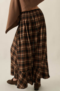 Rustic Soul Plaid Button-Front Drawstring Maxi Skirt - ShopPromesa