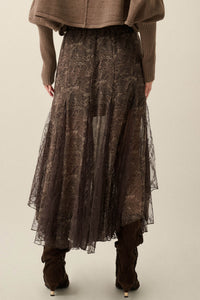 Dream Diary Paisley Chiffon and Lace Godet Maxi Skirt - ShopPromesa
