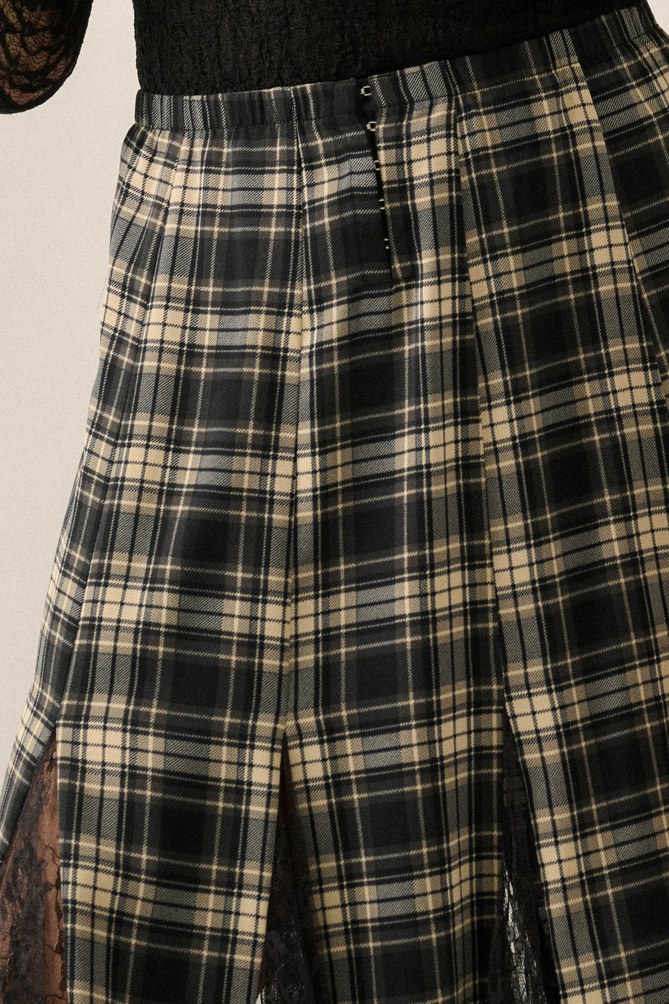 Crossed My Mind Plaid and Lace Godet Maxi Skirt - ShopPromesa