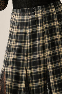 Crossed My Mind Plaid and Lace Godet Maxi Skirt - ShopPromesa
