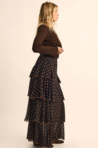Glory Be Floral Chiffon Ruffled Cascade Maxi Skirt - ShopPromesa
