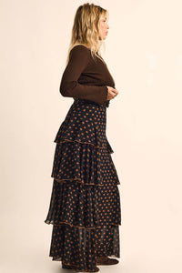 Glory Be Floral Chiffon Ruffled Cascade Maxi Skirt - ShopPromesa