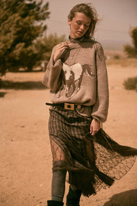 Country Mile Plaid and Lace Godet Maxi Skirt - ShopPromesa