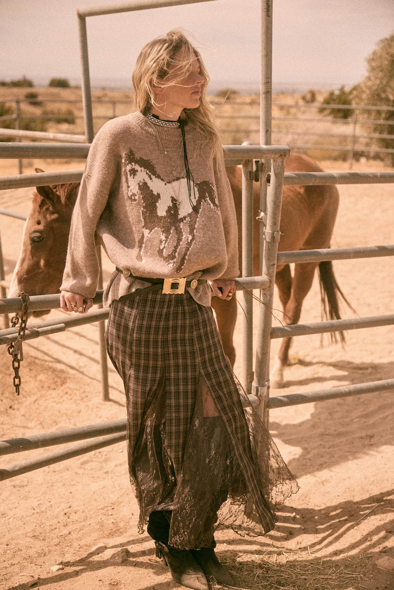 Country Mile Plaid and Lace Godet Maxi Skirt - ShopPromesa