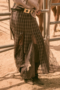 Country Mile Plaid and Lace Godet Maxi Skirt - ShopPromesa