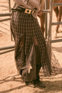 Country Mile Plaid and Lace Godet Maxi Skirt - ShopPromesa