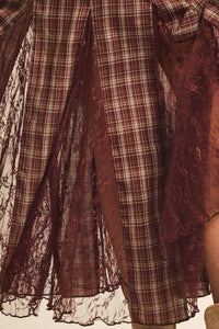 Country Mile Plaid and Lace Godet Maxi Skirt - ShopPromesa