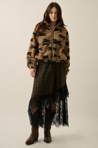 Hazel Hollow Plaid and Lace Asymmetrical Maxi Skirt - ShopPromesa