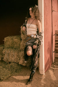 Oak Ridge Plaid and Lace Asymmetrical Maxi Skirt - ShopPromesa