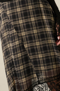 Sway With Me Plaid and Lace Handkerchief Midi Skirt - ShopPromesa