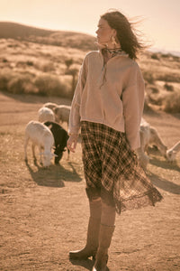 Sway With Me Plaid and Lace Handkerchief Midi Skirt - ShopPromesa