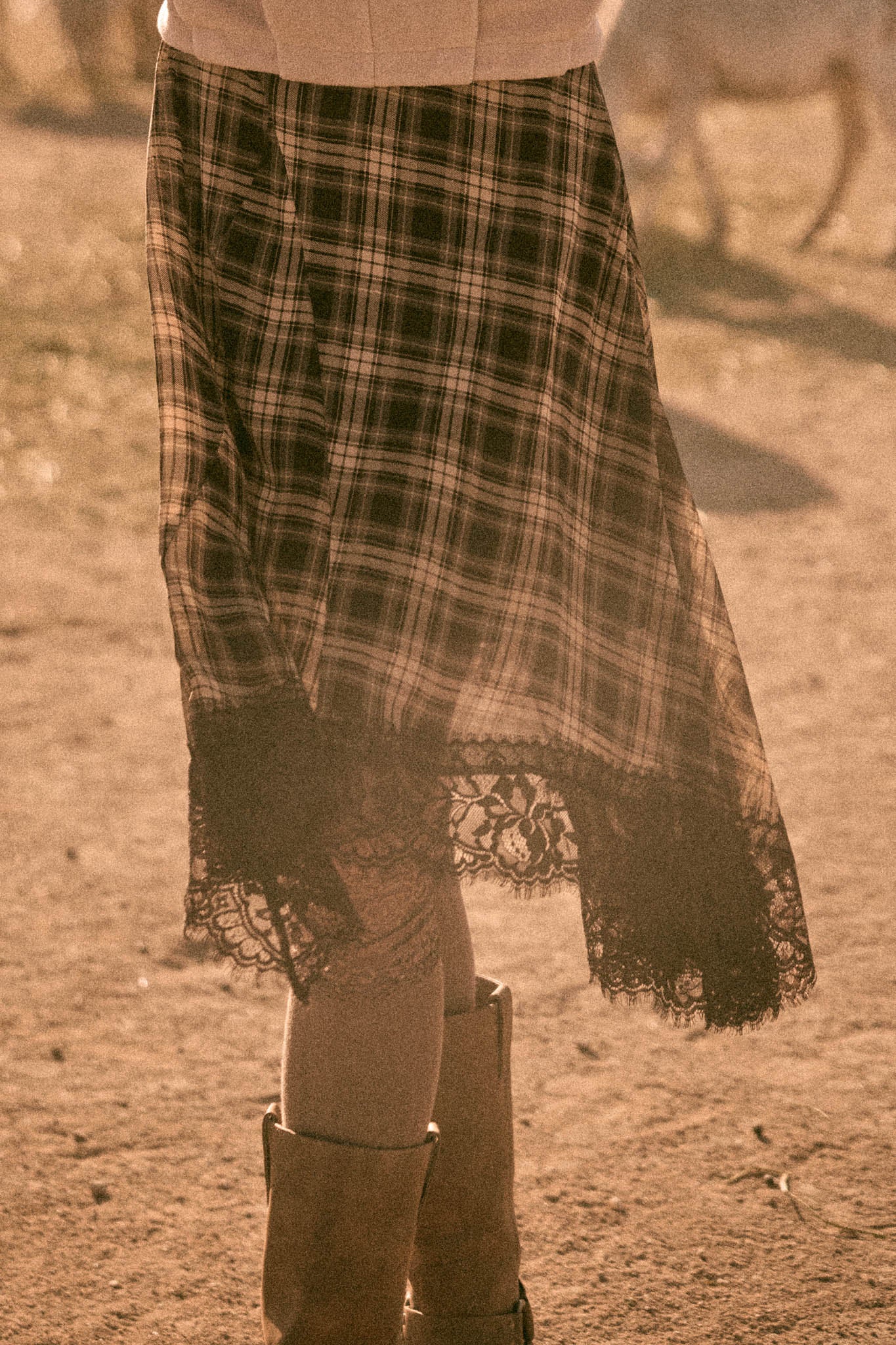 Sway With Me Plaid and Lace Handkerchief Midi Skirt - ShopPromesa