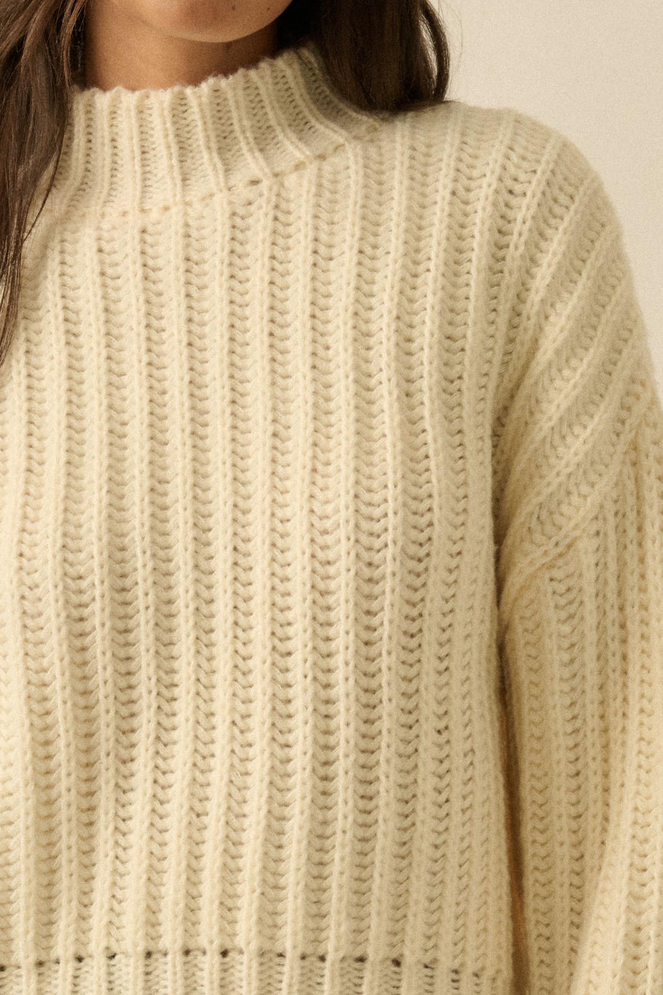 Call Me Cozy Chunky Ribbed Knit Mock Neck Sweater - ShopPromesa