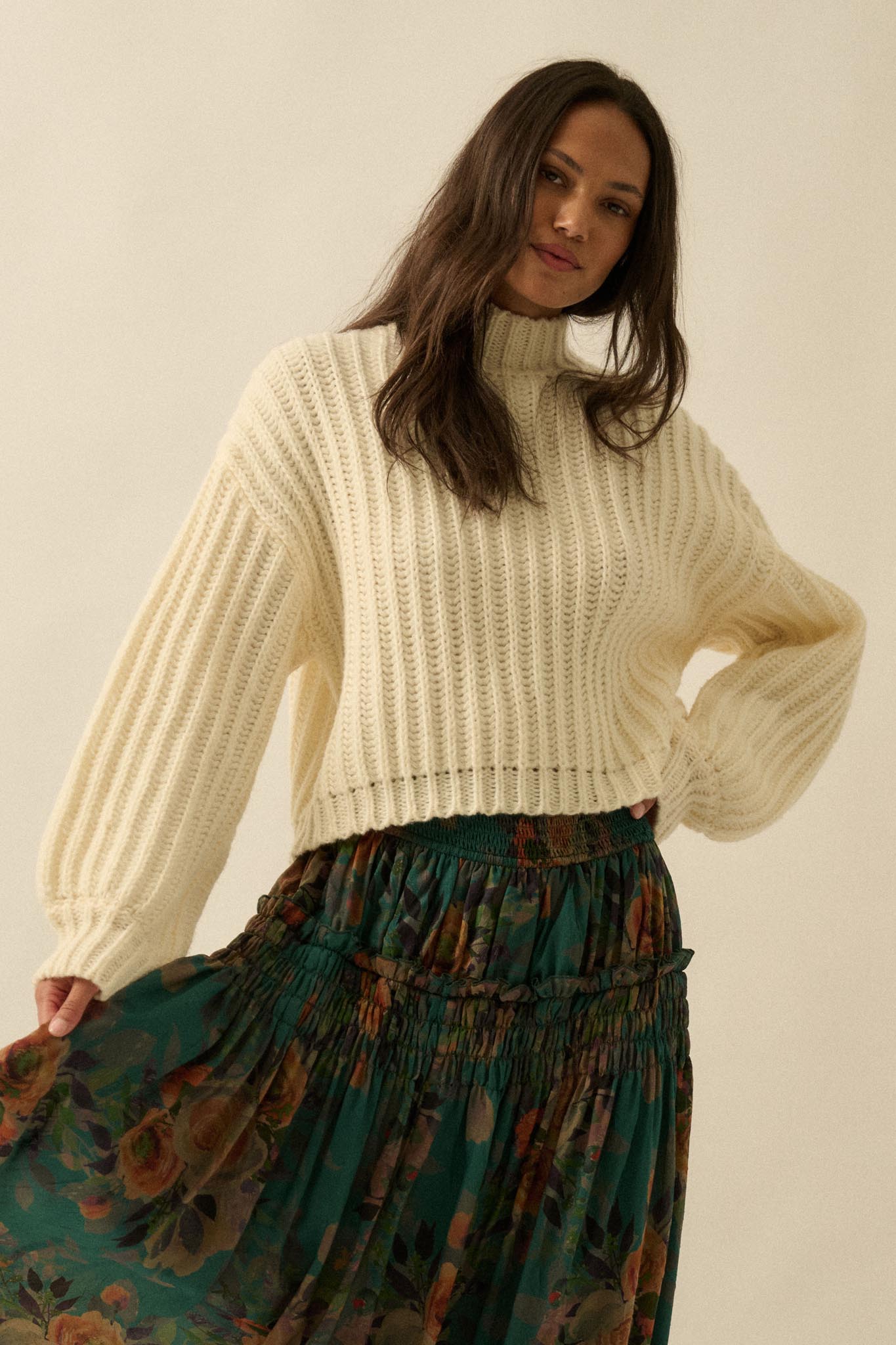 Call Me Cozy Chunky Ribbed Knit Mock Neck Sweater - ShopPromesa