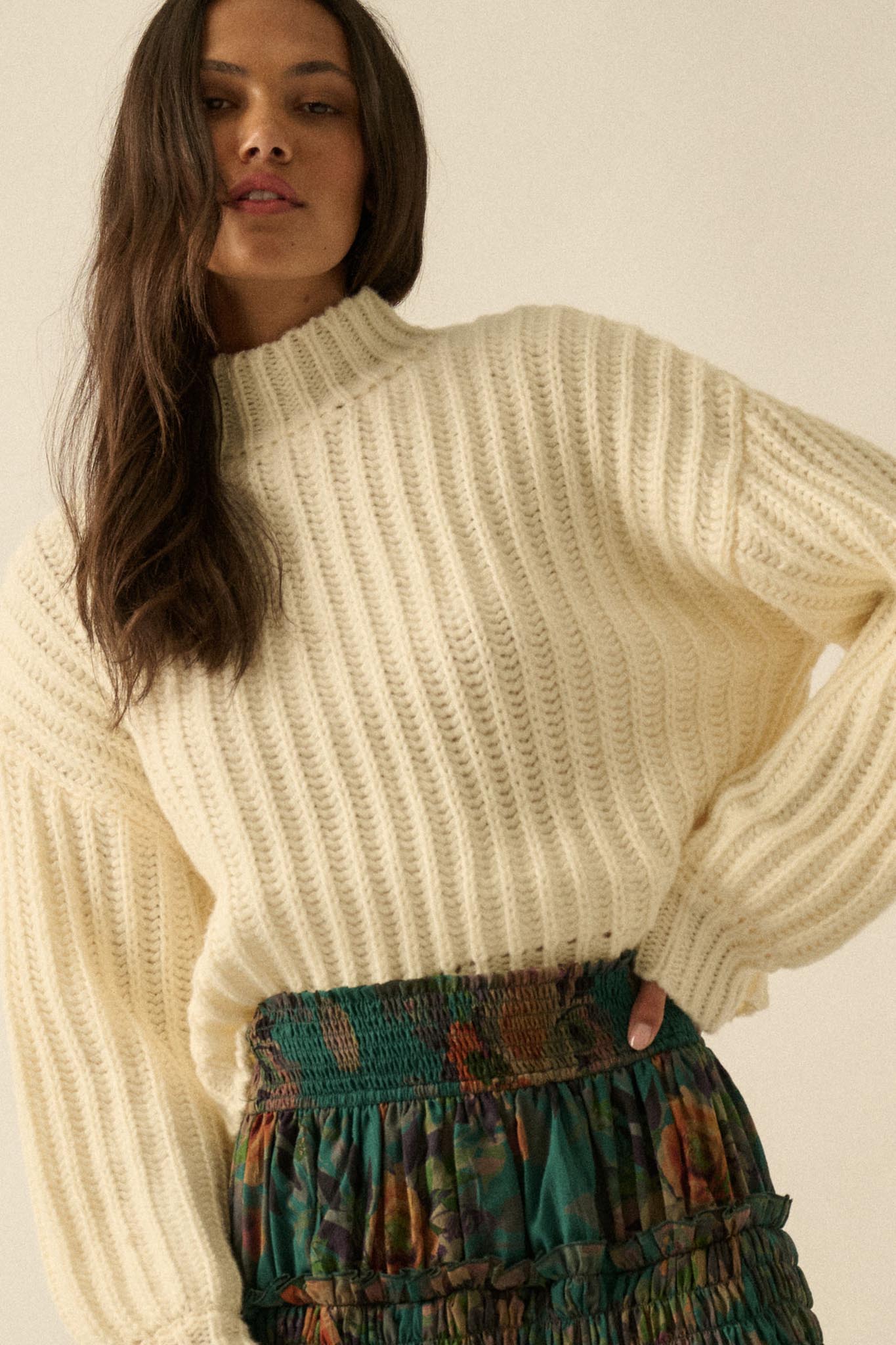 Call Me Cozy Chunky Ribbed Knit Mock Neck Sweater - ShopPromesa