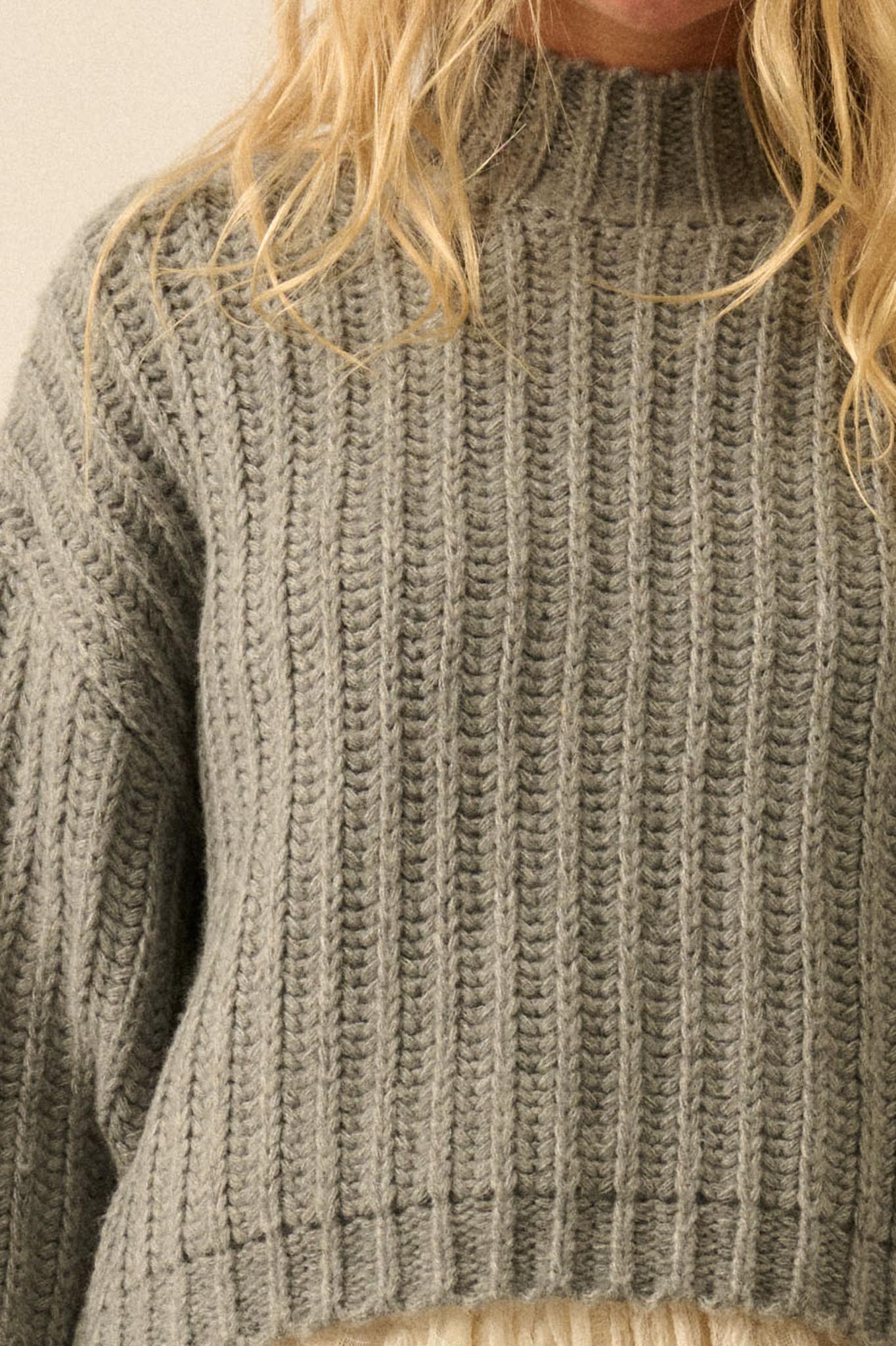 Call Me Cozy Chunky Ribbed Knit Mock Neck Sweater - ShopPromesa