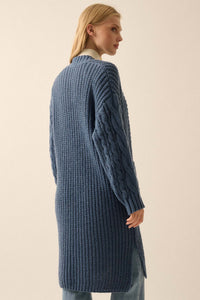 Winding Path Open-Front Cable Knit Duster Cardigan - ShopPromesa