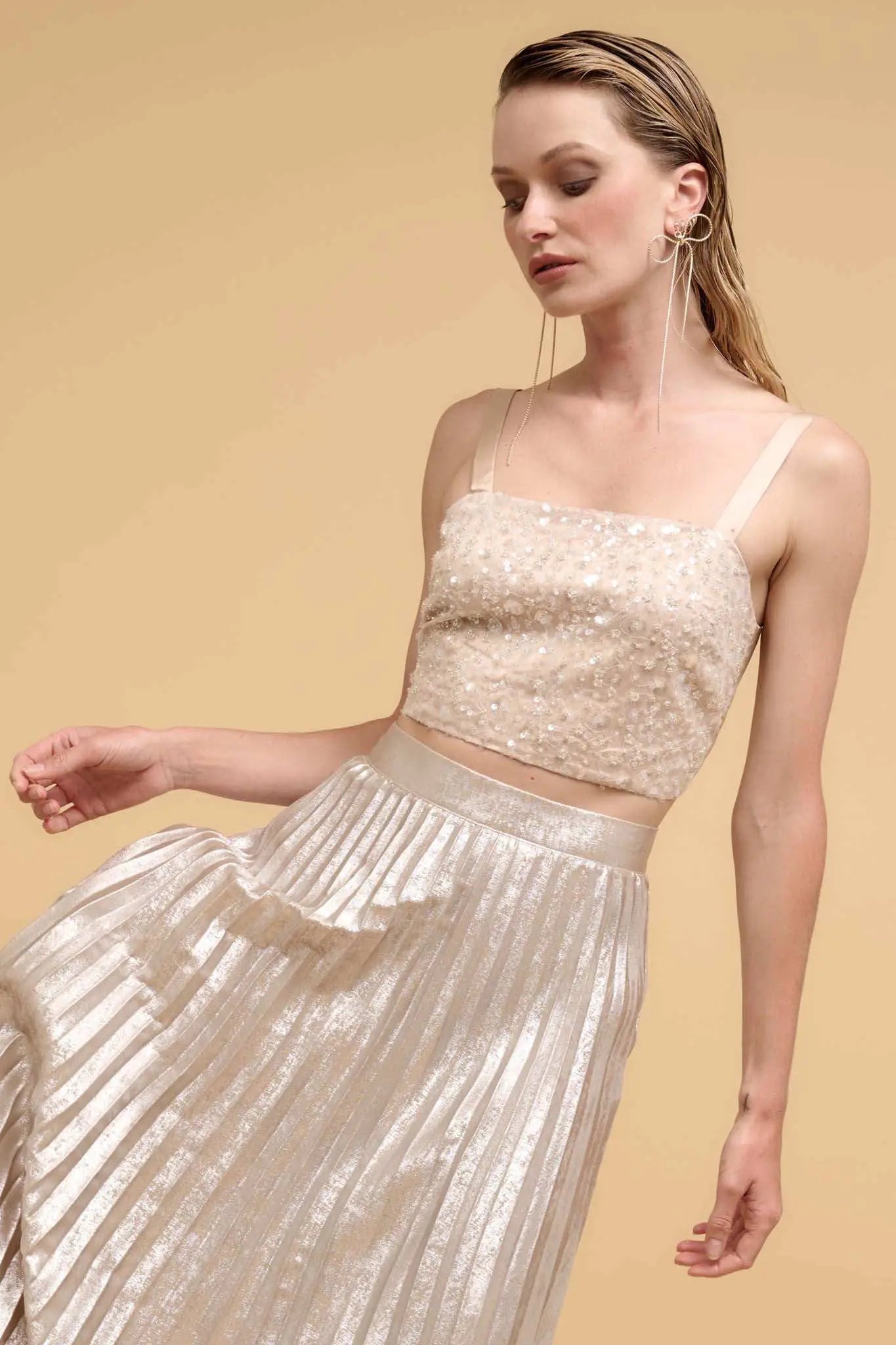 VIP List Beaded Sequin Cropped Cami Top | ShopPromesa