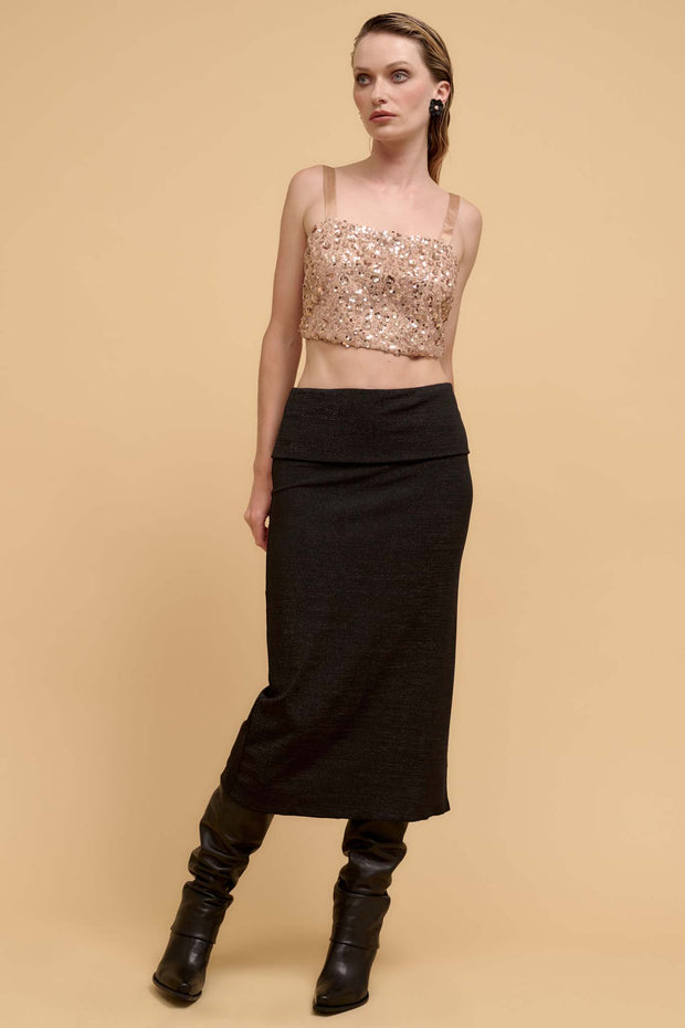 VIP List Beaded Sequin Cropped Cami Top