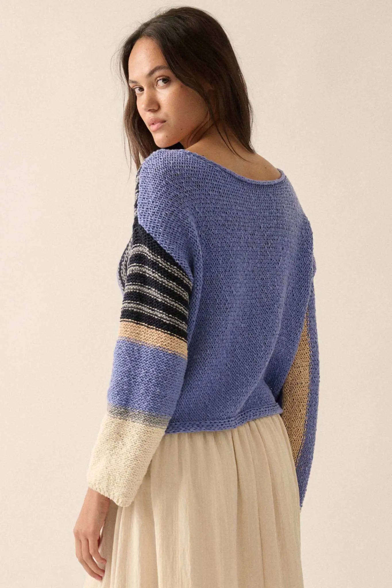 Colorblock 981 No Rules Colorblock Striped Knit Sweater