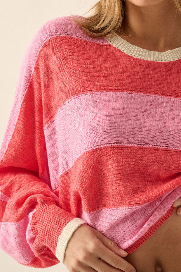 Get It Straight Colorblock Striped Slub-Knit Sweater