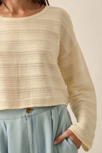 Blurred Lines Horizontal Rib-Knit Cropped Sweater - ShopPromesa