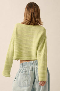Blurred Lines Horizontal Rib-Knit Cropped Sweater - ShopPromesa