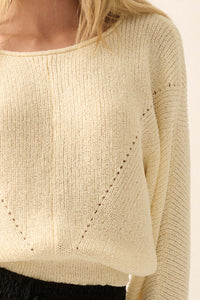 Stay True Rolled Edge Pointelle Rib-Knit Sweater - ShopPromesa