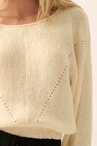 Stay True Rolled Edge Pointelle Rib-Knit Sweater - ShopPromesa
