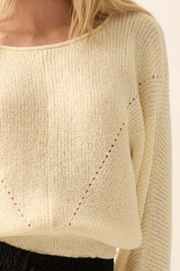 Stay True Rolled Edge Pointelle Rib-Knit Sweater - ShopPromesa