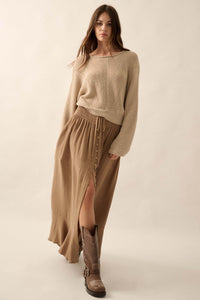 Stay True Rolled Edge Pointelle Rib-Knit Sweater - ShopPromesa