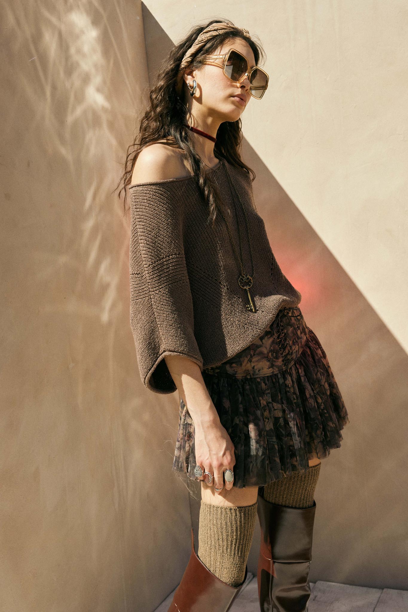 True Self Short-Sleeve Pointelle Rib-Knit Sweater