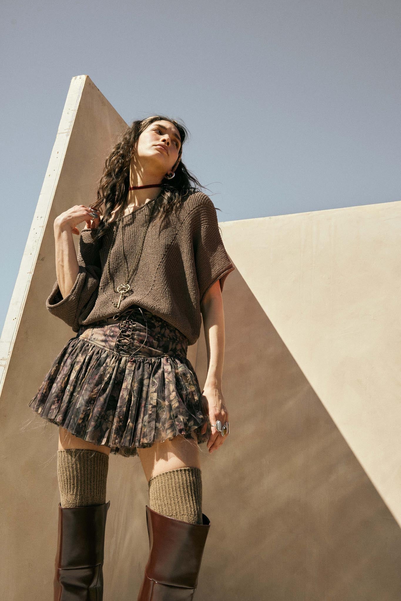 True Self Short-Sleeve Pointelle Rib-Knit Sweater