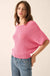 True Self Short-Sleeve Pointelle Rib-Knit Sweater