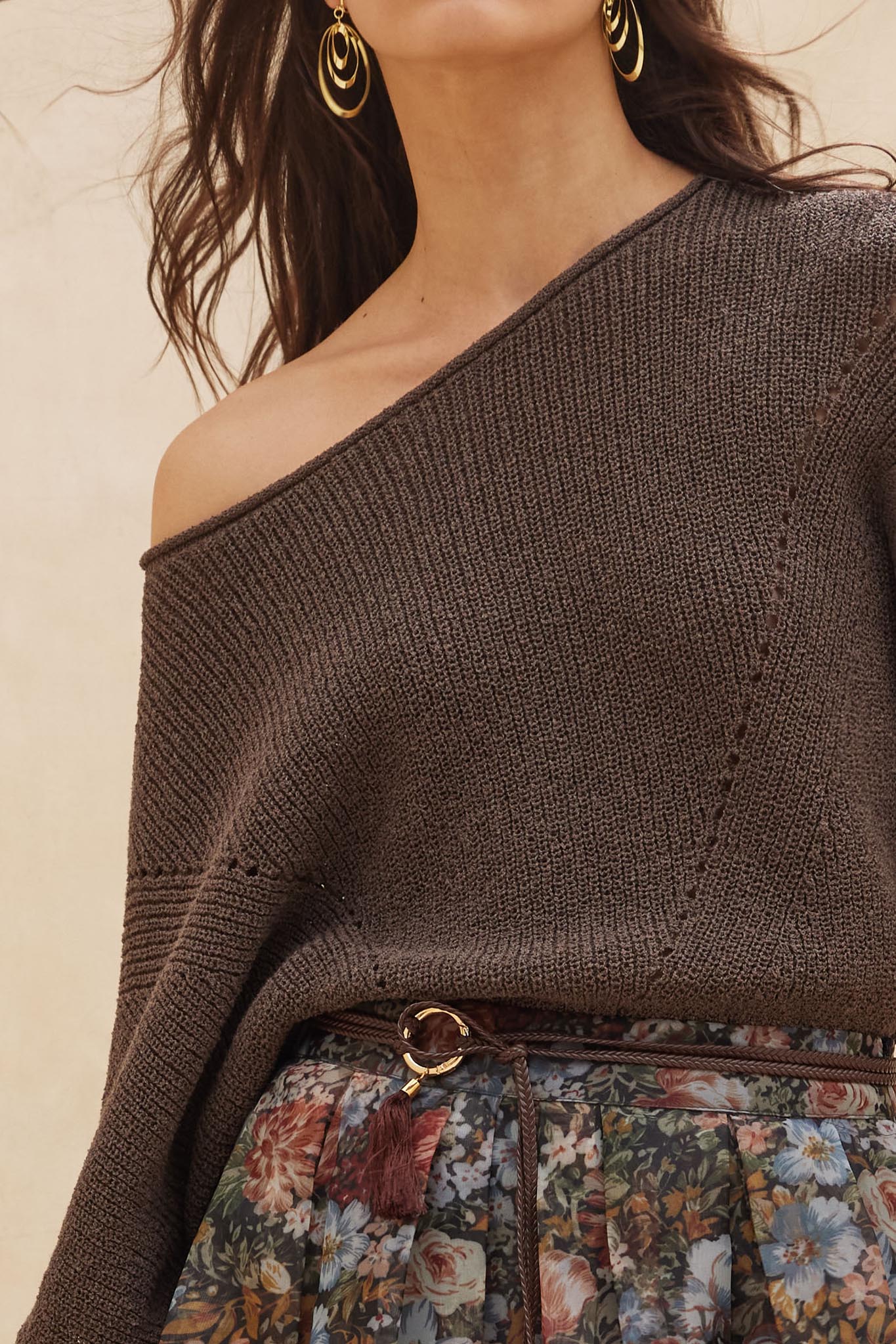 True Self Short-Sleeve Pointelle Rib-Knit Sweater