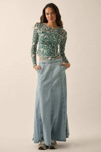 Modern Blossoms Floral-Print Mesh Exposed-Seam Top - ShopPromesa