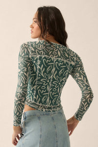 Modern Blossoms Floral-Print Mesh Exposed-Seam Top - ShopPromesa