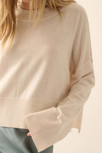 Feels Like Home Solid Knit Drop-Shoulder Sweater - ShopPromesa