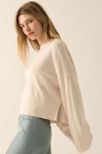 Feels Like Home Solid Knit Drop-Shoulder Sweater - ShopPromesa