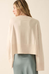 Feels Like Home Solid Knit Drop-Shoulder Sweater - ShopPromesa